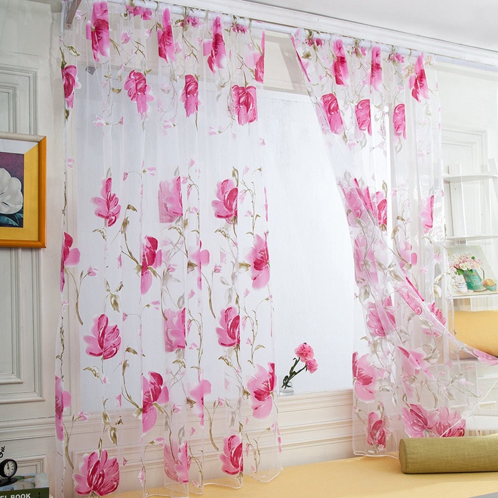 Vines Leaves Tulle Curtain Sheer Valance - Anna's Linens