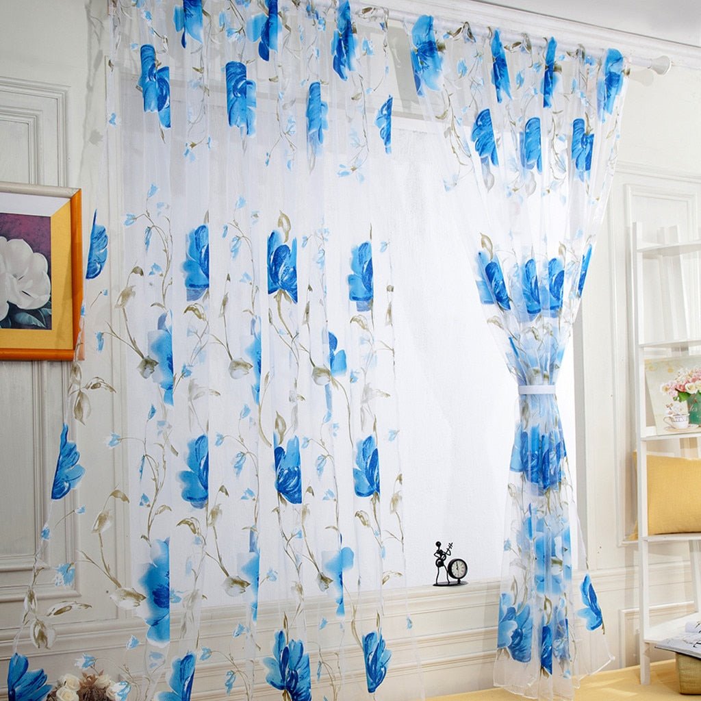 Vines Leaves Tulle Curtain Sheer Valance - Anna's Linens