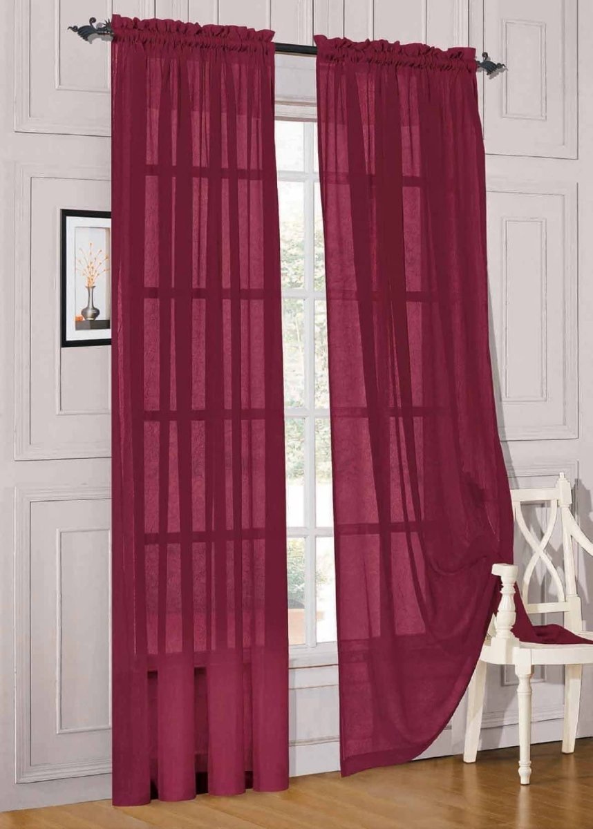Window Curtains 2 - Piece Sheer Panel with 2 inch Rod Pocket - Anna's Linens