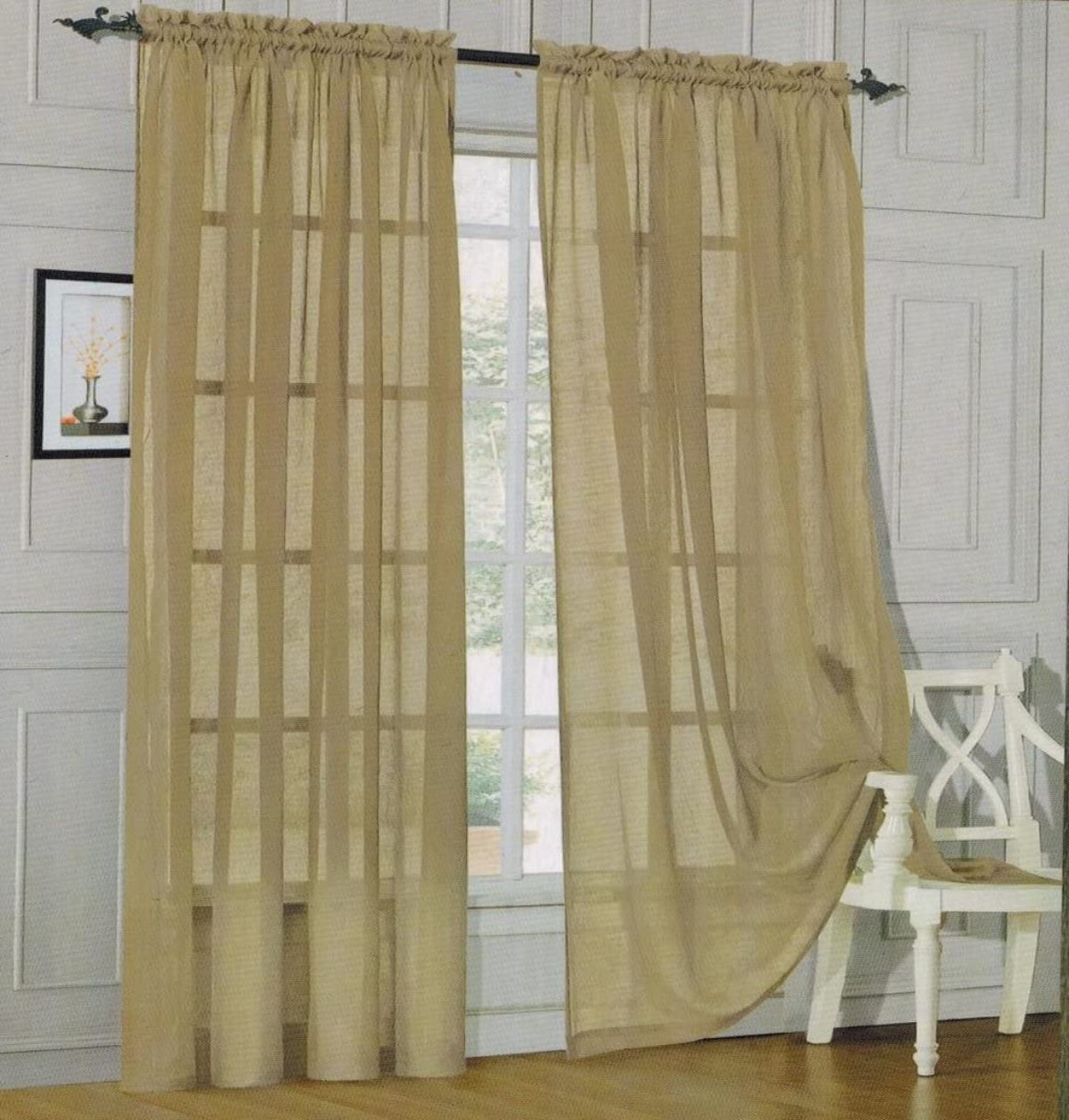 Window Curtains 2 - Piece Sheer Panel with 2 inch Rod Pocket - Anna's Linens