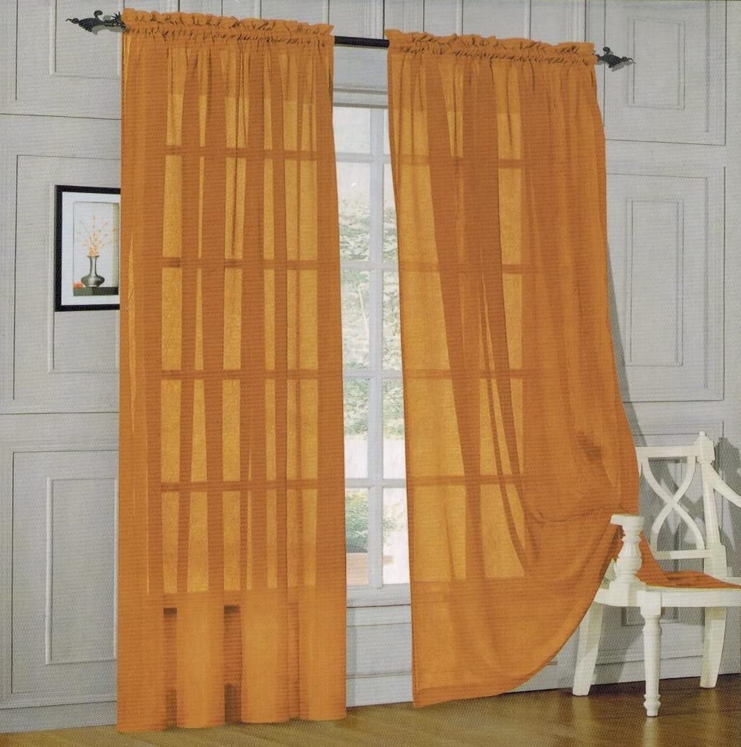 Window Curtains 2 - Piece Sheer Panel with 2 inch Rod Pocket - Anna's Linens