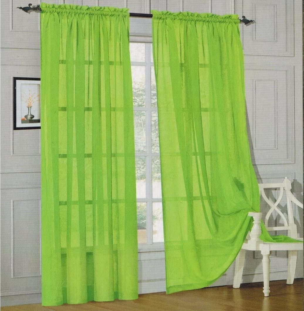 Window Curtains 2 - Piece Sheer Panel with 2 inch Rod Pocket - Anna's Linens