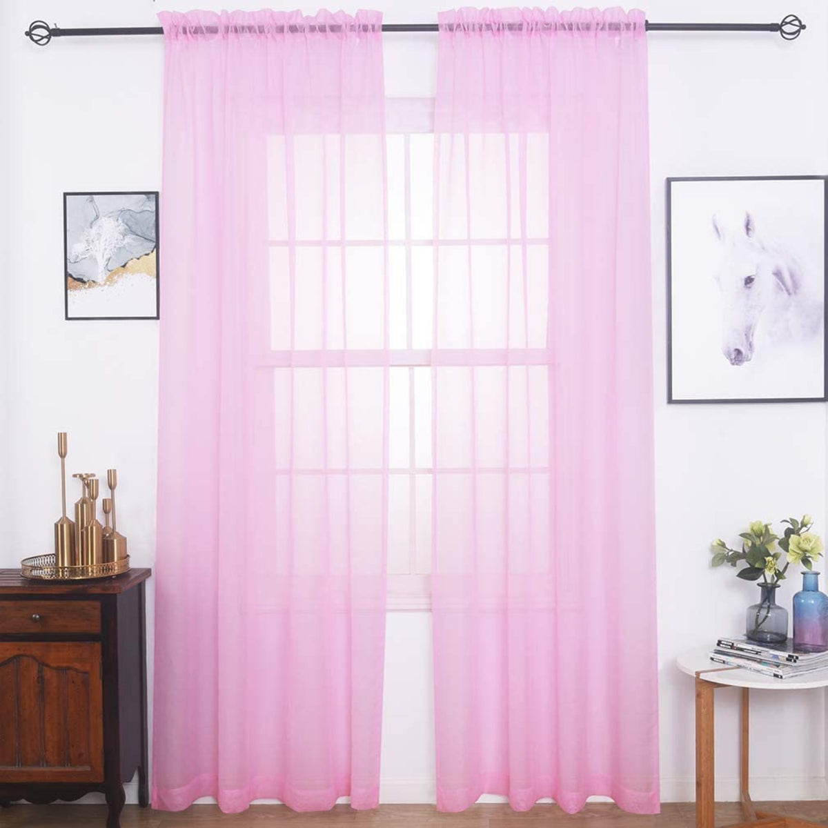 Window Treatments Rod Pocket Drapes Semi Crinkle Voile Extra Wide Sheer Curtains - Anna's Linens