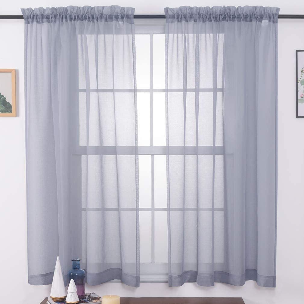 Window Treatments Rod Pocket Drapes Semi Crinkle Voile Extra Wide Sheer Curtains - Anna's Linens