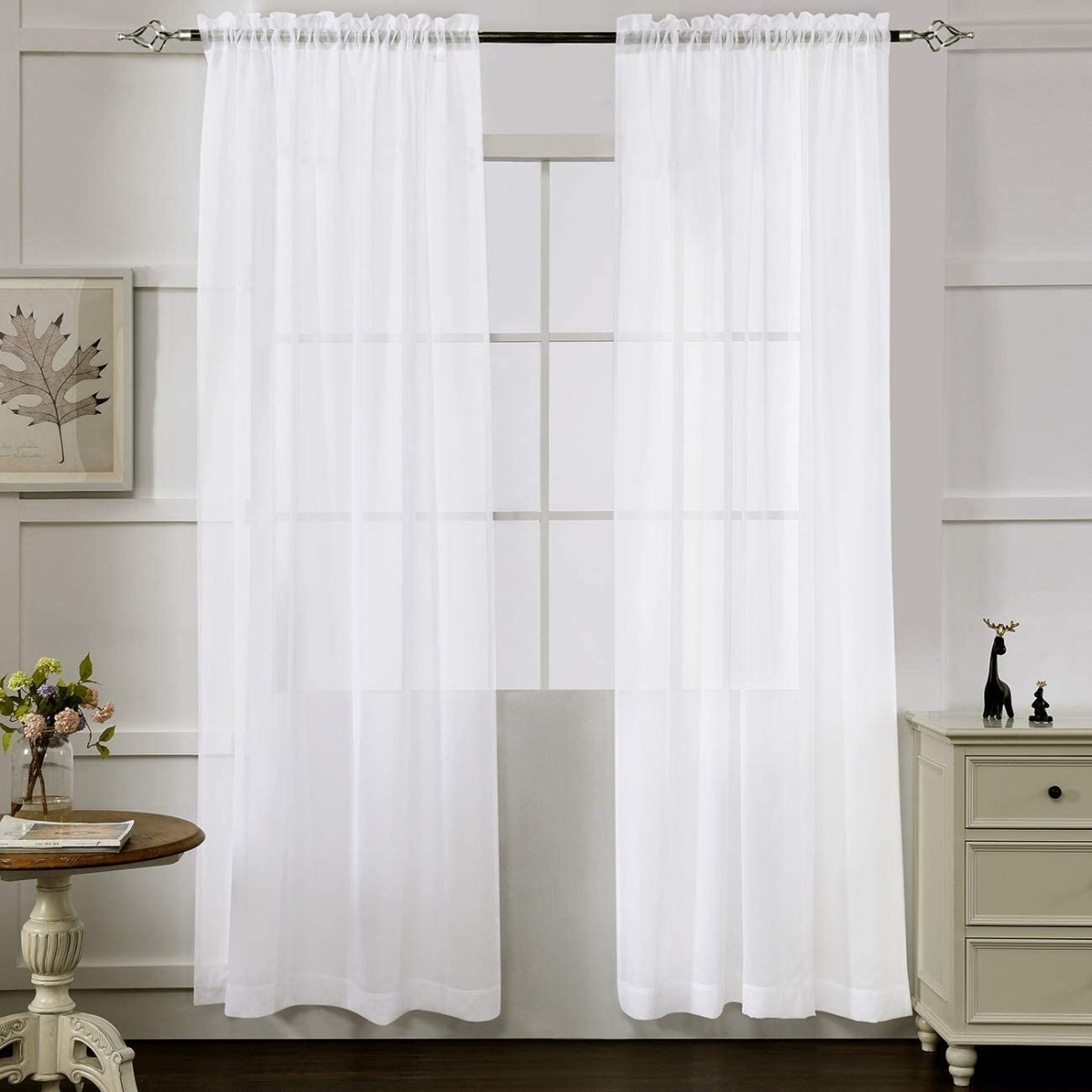 Window Treatments Rod Pocket Drapes Semi Crinkle Voile Extra Wide Sheer Curtains - Anna's Linens