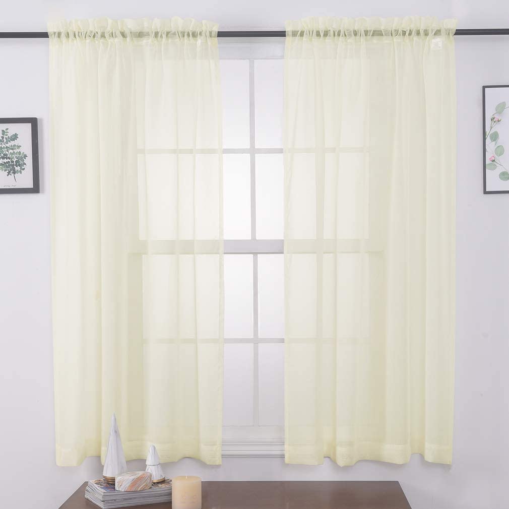 Window Treatments Rod Pocket Drapes Semi Crinkle Voile Extra Wide Sheer Curtains - Anna's Linens