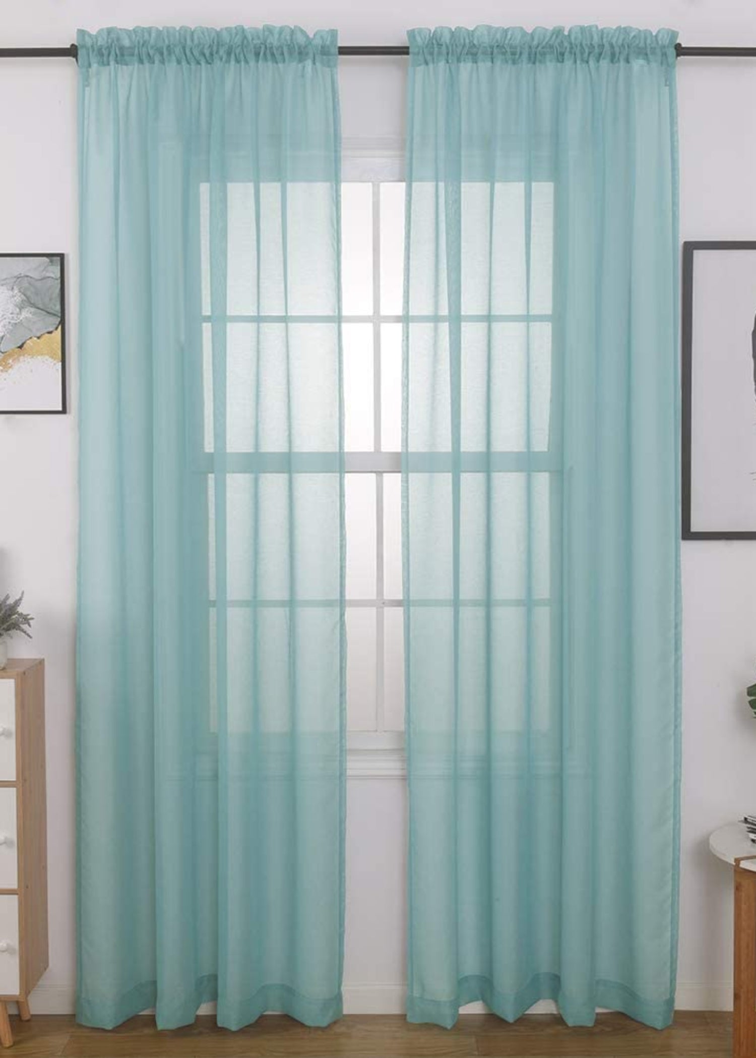 Window Treatments Rod Pocket Drapes Semi Crinkle Voile Extra Wide Sheer Curtains - Anna's Linens