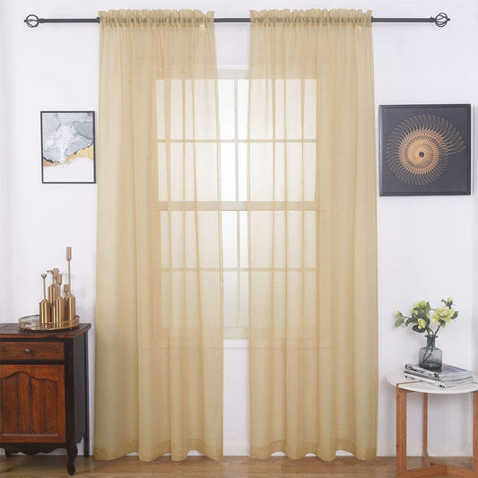 Window Treatments Rod Pocket Drapes Semi Crinkle Voile Extra Wide Sheer Curtains - Anna's Linens