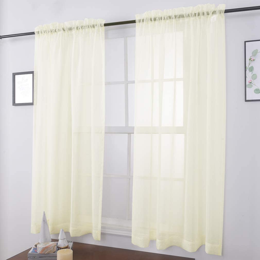 Window Treatments Rod Pocket Drapes Semi Crinkle Voile Extra Wide Sheer Curtains - Anna's Linens