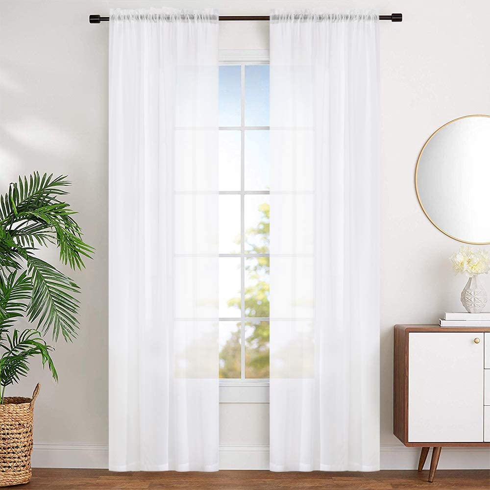 Window Treatments Rod Pocket Drapes Semi Crinkle Voile Extra Wide Sheer Curtains - Anna's Linens