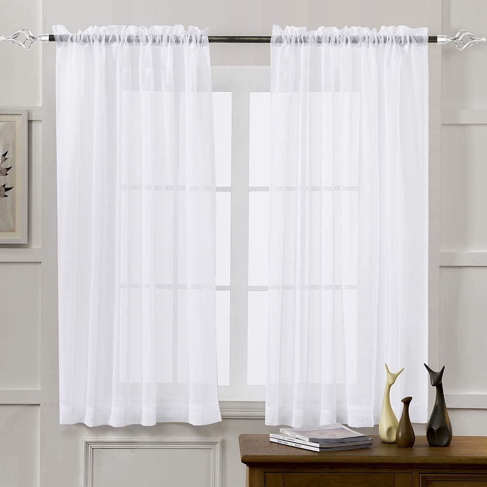 Window Treatments Rod Pocket Drapes Semi Crinkle Voile Extra Wide Sheer Curtains - Anna's Linens